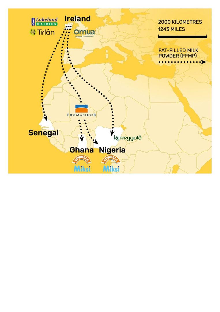 Irish dairy companies supplying FFMP to Nigeria, Ghana, and Senegal. Credit: Tom Lynton. Source: Volza