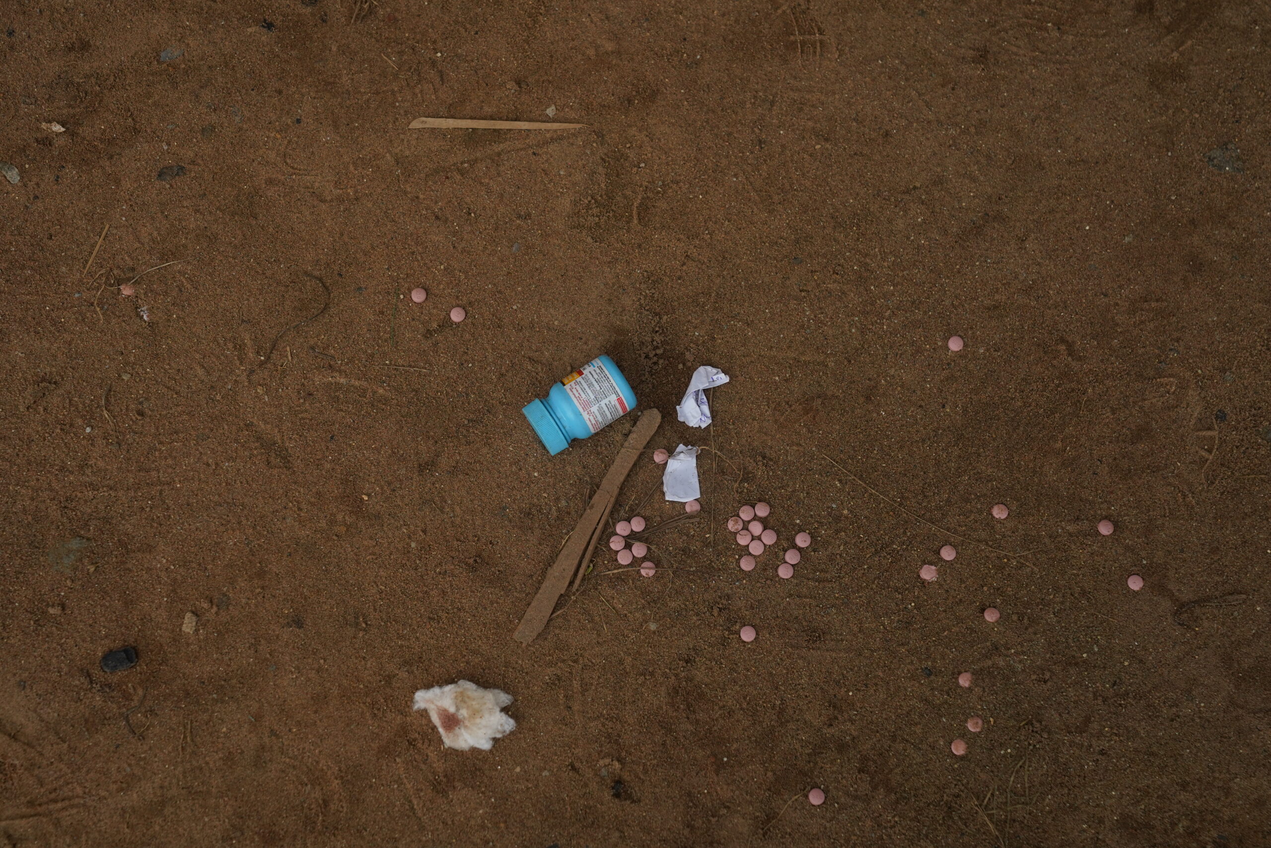 Childrens antiretroviral therapy (ART) medication is seen on the floor at the Lugbe Primary Health Care Centre in Abuja, Nigeria. July 29, 2025. Photograph: Marvellous Durowaiye /CCIJ